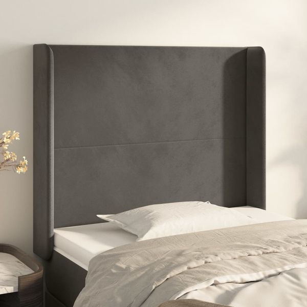 vidaXL Čelo postele so záhybmi tmavosivé 93x16x118/128 cm zamat