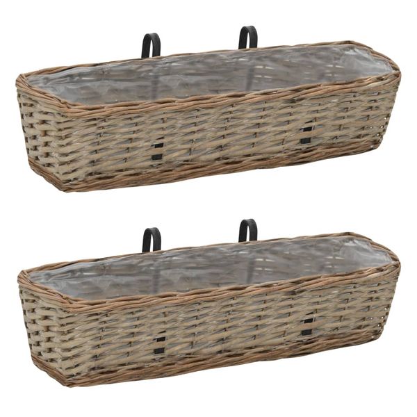 vidaXL Balkónové kvetináče 2 ks 60 cm prútené s PE obložením