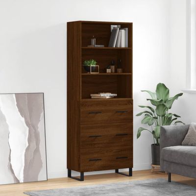 vidaXL Vysoká skrinka hnedý dub 69,5x34x180 cm spracované drevo