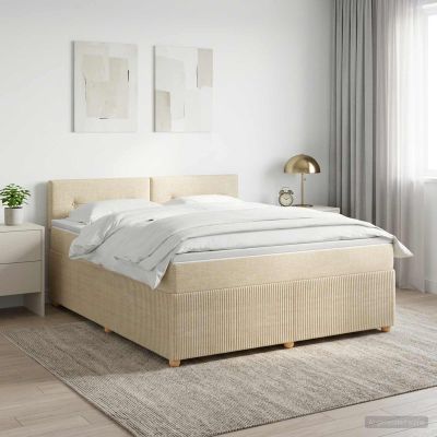 vidaXL Posteľ boxspring s matracom Krémová 140 x 190 cm Látka