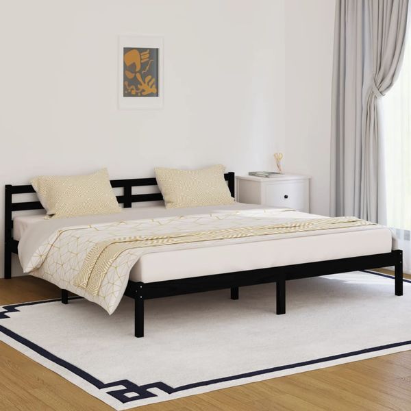 vidaXL Rám postele masívna borovica 200x200 cm čierny