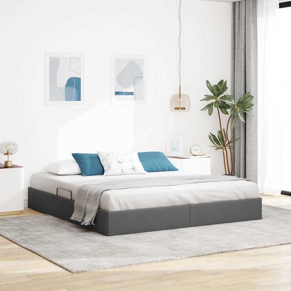 vidaXL Úložná posteľ s úložiskom Tmavosivá 180 x 200 cm Látka