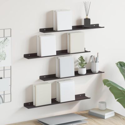 vidaXL Závesná polica 4 ks Čierny 60 x 8,5 x 2,5 cm Oceľ