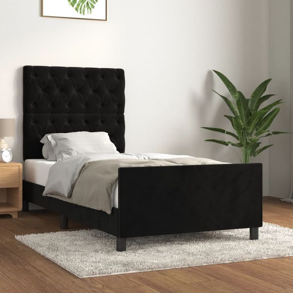 vidaXL Rám postele s čelom čierny 80x200 cm zamat