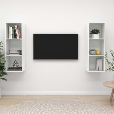 vidaXL Nástenné TV skrinky 2 ks, lesklé biele, kompozitné drevo