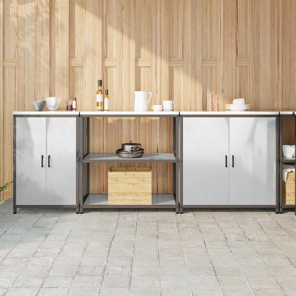 vidaXL Kuchynský úložný set HATTEM 3 pcs Strieborná Nehrdzavejúca oceľ