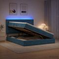 vidaXL LED úložná posteľ s matracom Tmavomodrá 140 x 200 cm Zamat