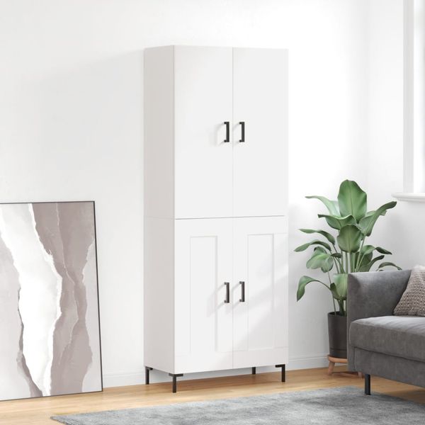 vidaXL Vysoká skrinka lesklá biela 69,5x34x180 cm spracované drevo