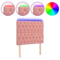 vidaXL Čelo postele s LED ružové 100x7x118/128 cm zamat
