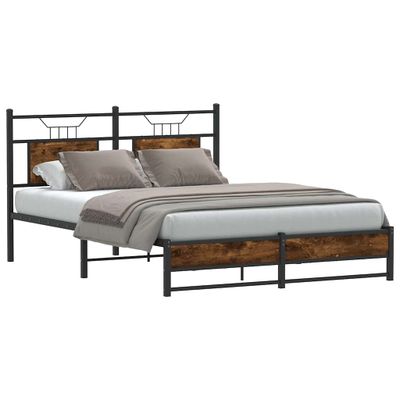 vidaXL Posteľný rám bez matraca dymový dub 150x200 cm kompozitné drevo