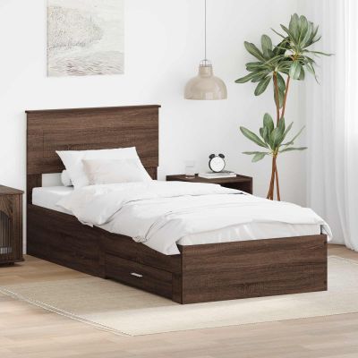 vidaXL Rám postele Hnedý dub a striebro 75 x 190 cm Kompozitné drevo