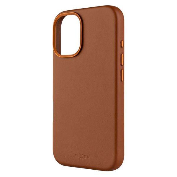 FIXED MagLeather kožený kryt iPhone 16, hnedý