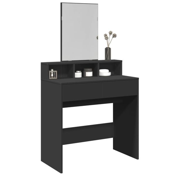 vidaXL Toaletný stolík so zrkadlom čierny 80x41x144,5 cm