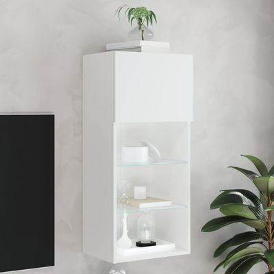 vidaXL TV skrinka s LED svetlami biela 40,5x30x90 cm