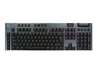 Klávesnice - technologie LIGHTSPEED - podsvícení - bezdrátový - 2.4 GHz, Bluetooth, USB - QWERTY - US mezinárodní - klávesový spínač: GL Linear - černá