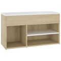vidaXL Lavica na topánky biela a dub sonoma 80x30x45 cm drevotrieska