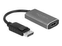 Video adaptér - DisplayPort s pinmi (samec) zamykací do HDMI, USB-C (iba napájanie) so zdierkami (samica) - 20 cm - sivá, čierna - aktívny konvertor, podpora 8K60Hz (7680 x 4320)