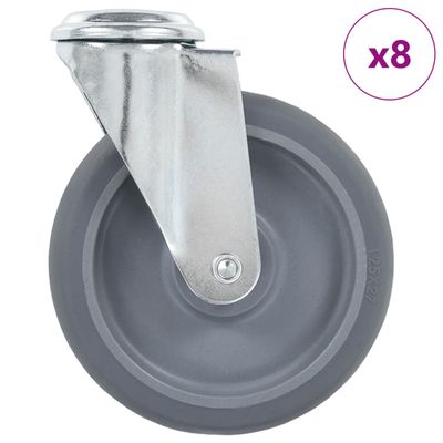 vidaXL Otočné kolieska s otvorom na skrutku 8 ks 125 mm