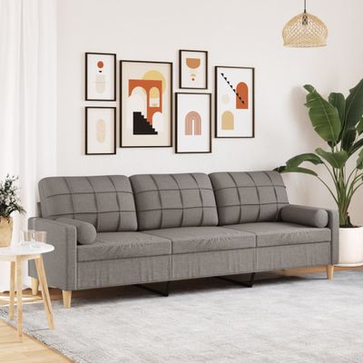 vidaXL 3-miestna pohovka s vankúšmi sivohnedá 210 cm látka