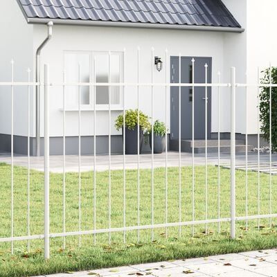 vidaXL Biela záhradná ohrada s oblúkovým vrchom, 1,7x1,25 m, z ocele