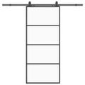 vidaXL Posuvné dvere s kovaním čierne 90x205 cm ESG sklo