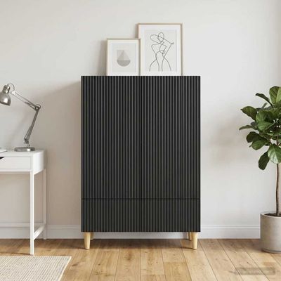 vidaXL Servírovacia skriňa Čierna 66 x 34,5 x 95 cm Kompozitné drevo