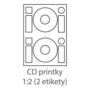 etikety Samolepiace 2xCD-KRUH univerzálne biele 2ks/A4 (100 listov A4/bal.)