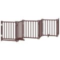 vidaXL Brána pre psa s dvere sklad. 15pan. hnedá 750 cm topoľové drevo