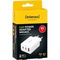 INTENSO W65AC GaN, 3x USBAC, Nabíjačka, 65W, biela