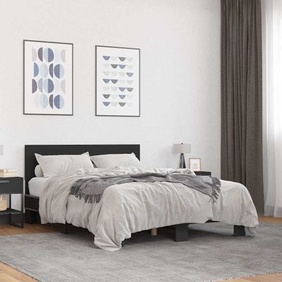 vidaXL Posteľný rám čierny 140x190 cm kompozitné drevo a kov