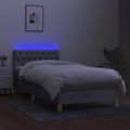 vidaXL Posteľ boxsping s matracom a LED bledosivá 90x190 cm látka