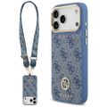 Puzdro Guess 4G Strass Logo & Big Strap Metal Buttons MagSafe pre iPhone 17 Pro Max modré