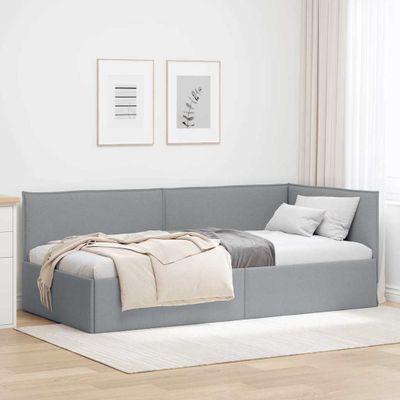 vidaXL Rohový rám postele s čelnou doskou Svetlosivá 80 x 200 cm látka