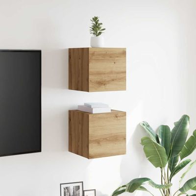 vidaXL Nástenné TV skrinky 2 ks dub artisan 30,5x30x30 cm