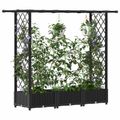 vidaXL Vyvýšený záhon s mriežkou a strechou Čierna 164 x 40 x 121 cm