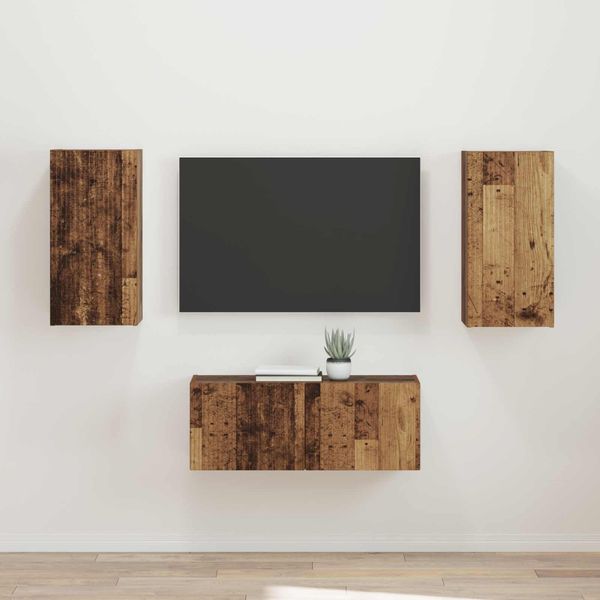 vidaXL Zostava TV skriniek Nástenný 2 pcs Staré drevo Kompozitné drevo