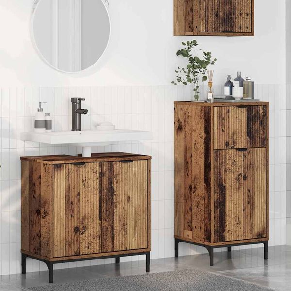 vidaXL Sada kúpeľňového nábytku so zásuvkou 2 pcs Staré drevo