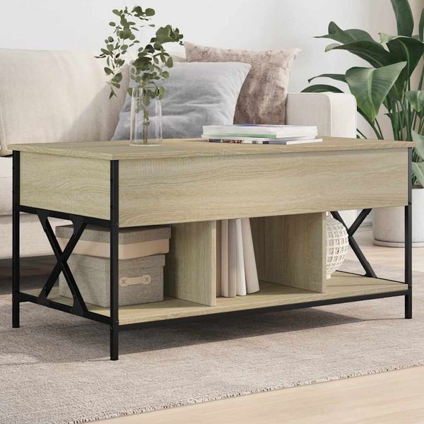 vidaXL Konferenčný stolík dub sonoma 100x55x50 cm kompoz. drevo a kov
