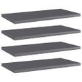 vidaXL Prídavné police 4 ks, lesklé sivé 40x20x1,5 cm, drevotrieska