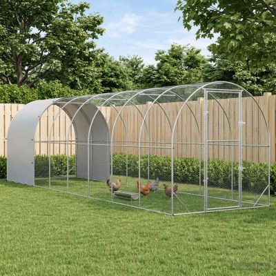 vidaXL Kurník pre kurčatá Strieborná 800 x 200 x 200 cm