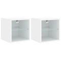 vidaXL TV nástenné skrinky s LED svetlami 2 ks biele 30x28,5x30 cm