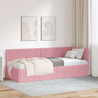 vidaXL Rohový rám postele s čelnou doskou Ružová 80 cm x 200 cm Zamat