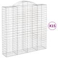 vidaXL Oblúkové gabiónové koše 15 ks 200x50x200/220cm pozinkov. železo