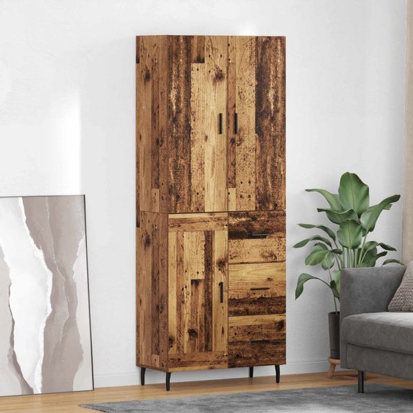 vidaXL Highboard 2 pcs Staré drevo Drevovláknitá doska a sklo