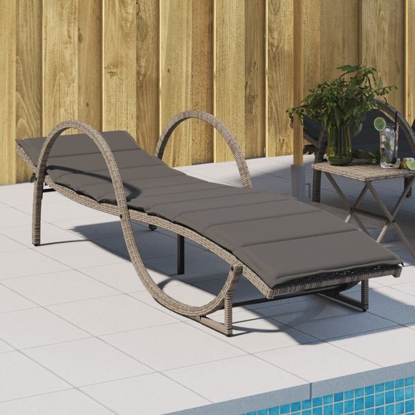 vidaXL Záhradné ležadlo s vankúšom sivé 60x199x42 cm polyratan