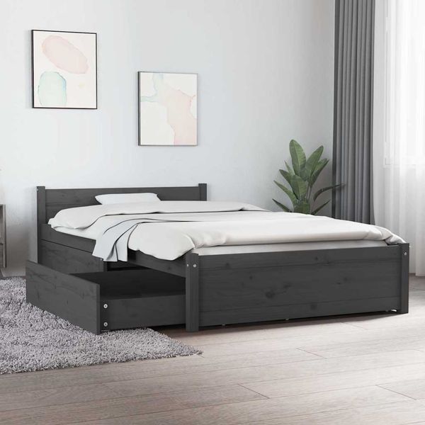 vidaXL Posteľný rám so zásuvkami sivý 100x200 cm