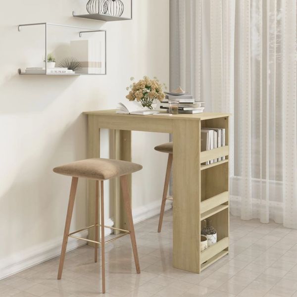 vidaXL Barový stôl+regál, dub sonoma 102x50x103,5cm, kompozitné drevo