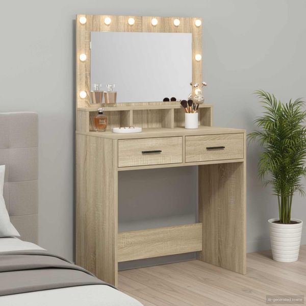 vidaXL Toaletný stolík Sonoma dub 79 x 41 x 135 cm Kompozitné drevo