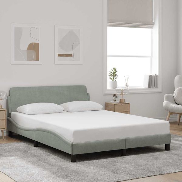 vidaXL Rám postele Dover bledosivý 140x190 cm zamat