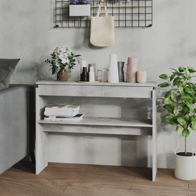 vidaXL Konzolový stolík, betónovo sivý 102x30x80 cm, kompozitné drevo